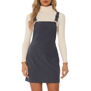 Adjustable Strap Pinafore Floral Bib Corduroy Overalls Deep Grey